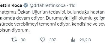 Bakan Koca, entübe edilen Özkan Uğur'un sağlık durumuyla ilgili bilgi verdi: Tedavisi yoğun bakımda devam ediyor