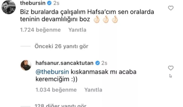 Hafsanur Sancaktutan bikinili pozlarına Kerem Bürsin kayıtsız kalamadı