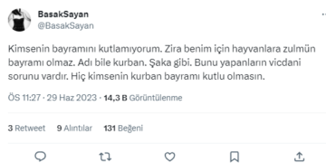 Başak Sayan'ın Kurban Bayramı paylaşımı tartışma yarattı