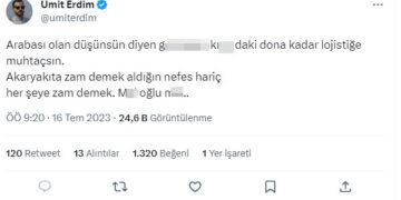 Oyuncu Ümit Erdim, akaryakıt fiyatlarına gelen okkala zamma tepki gösterdi