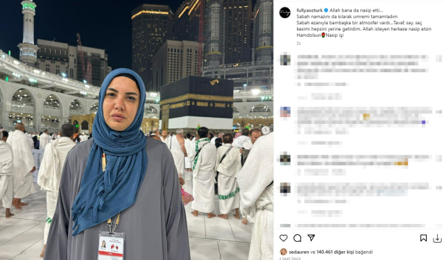 Umreye giden Fulya Öztürk başörtülü fotoğraflarını paylaştı: Rabbim nasip etti