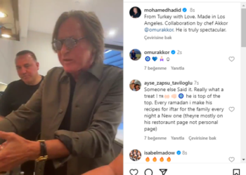 ABD'li model Bella Hadid'in babası, Türk şef Ömür Akkor ile mutfağa girdi