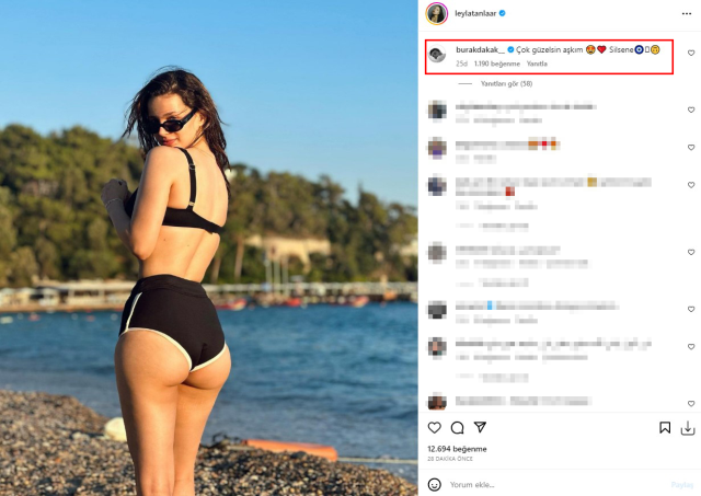 Bikinili pozunu paylaşan Leyla Tanlar'a sevgilisi Burak Dakak'tan olay yorum: Silsene