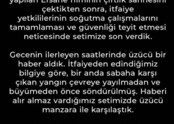 Efsane filminin Çorum setinde yangın çıkıt! Bir öküz telef oldu