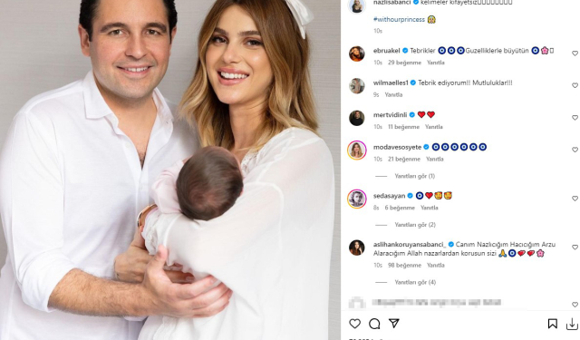 Hacı Sabancı'nın eşi Nazlı Sabancı, bebeğiyle ilk aile pozunu paylaştı