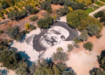 Aşık Veysel’in vefatının 50. yılında 25 bin avuç topraktan dev portresi yapıldı