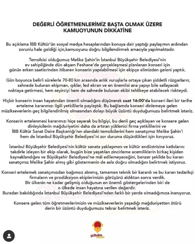 Konsere çıkmadığı için eleştirilen Melike Şahin'den açıklama: Hedef tahtasına konuldum