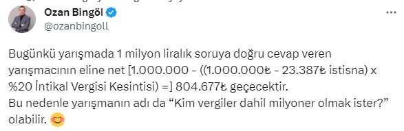 Milyoner'i kazanan Rabia ne kadar para alacak? Vergi uzmanı açıkladı: Eline 804 bin 677 TL geçer