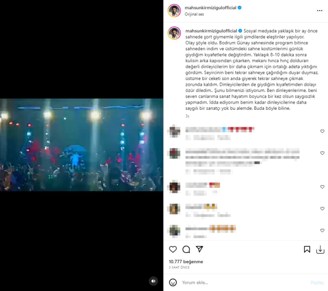 Sahneye şortla çıktığı için linç edilen Mahsun Kırmızıgül'den cevap: Görüntü konser sonrası çekildi, dinleyicilerden özür dilemiştim