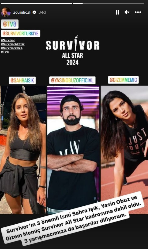 Sahra Işık, Gizem Memiç ve Yasin Obuz, Survivor All Star kadrosunda