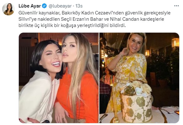 Seçil Erzan, Nihal ve Bahar Candan ile 3 kişilik koğuşa alındı