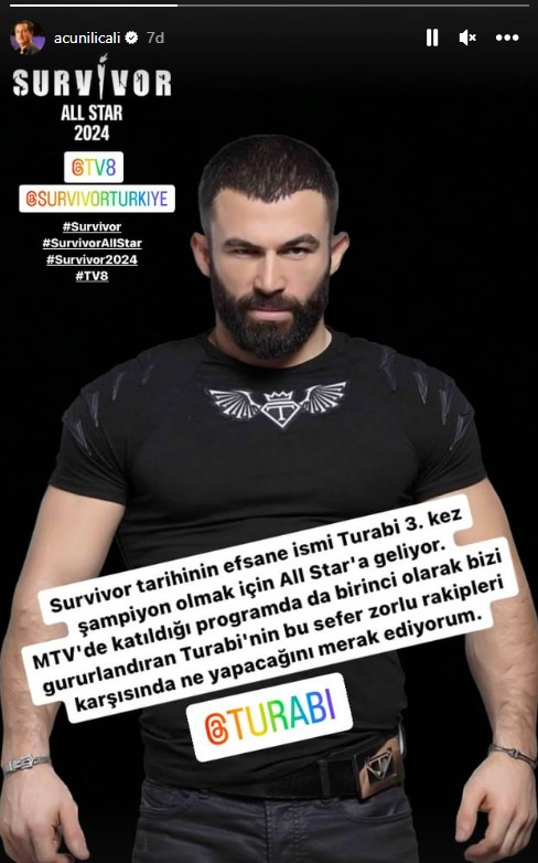 Survivor 2024'te All Star'ın yeni yarışmacısı Turabi Çamkıran oldu