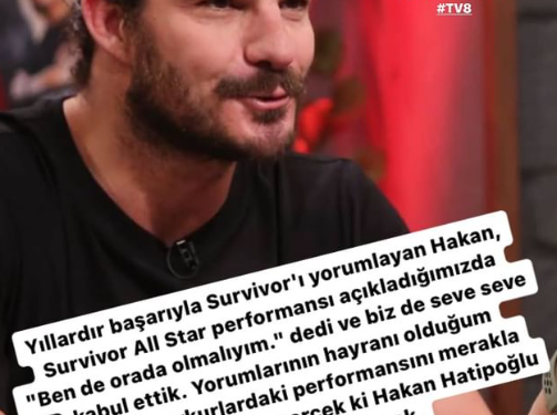 Survivor All Star'ınson yarışmacısı Hakan Hatipoğlu oldu