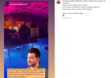 Türkücü Murat Kurşun, sahneye koşan hayranıyla birlikte havuza düştü