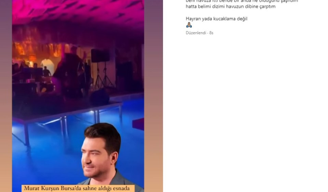 Türkücü Murat Kurşun, sahneye koşan hayranıyla birlikte havuza düştü