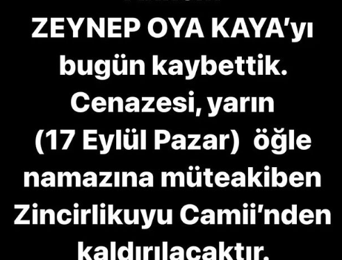 Ünlü oyuncu Oya Alasya hayatını kaybetti
