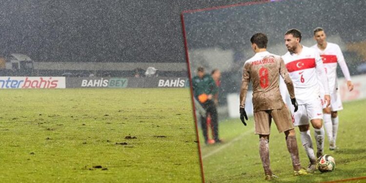 Karadağ-Türkiye maçının zemini planları bozdu! Niksic Stadyumu aç baş yoldurdu