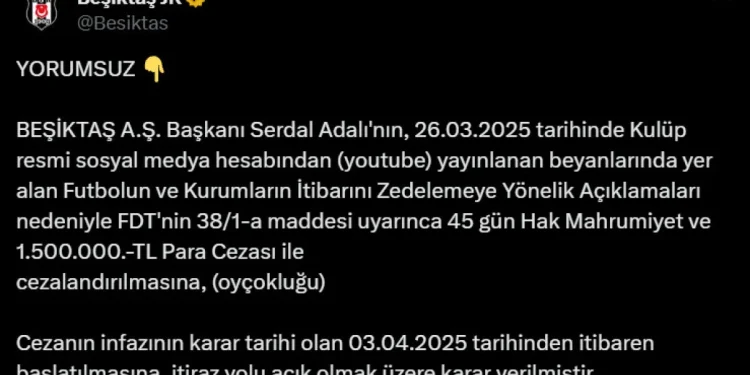 Beşiktaş'tan TFF'ye Sert Tepki!