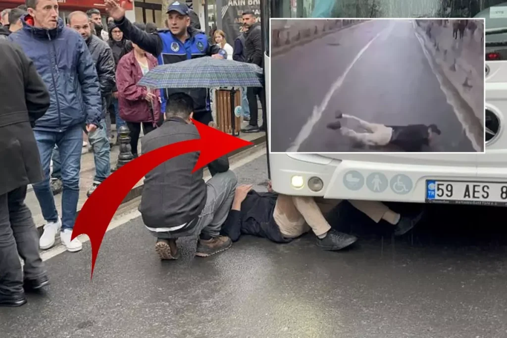 Seyir Halindeki Otobüsün Önüne Atlayan Kişi Anbean Kamerada