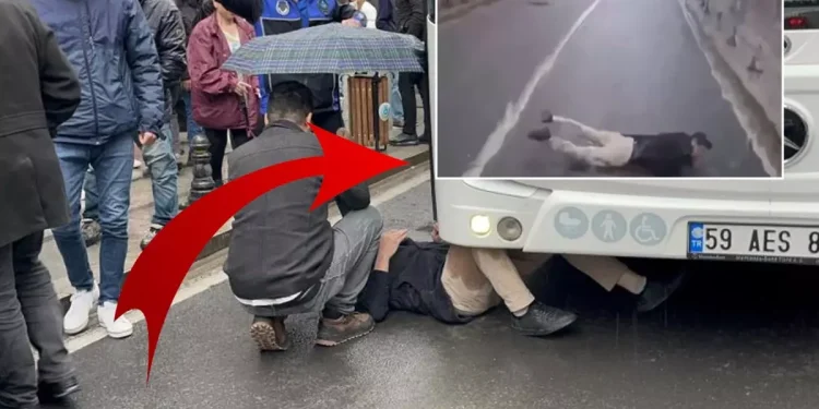 Seyir Halindeki Otobüsün Önüne Atlayan Kişi Anbean Kamerada