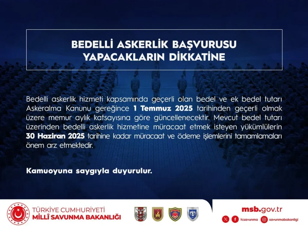 "MSB'den bedelli askerlik uyarısı: Zam yolda"