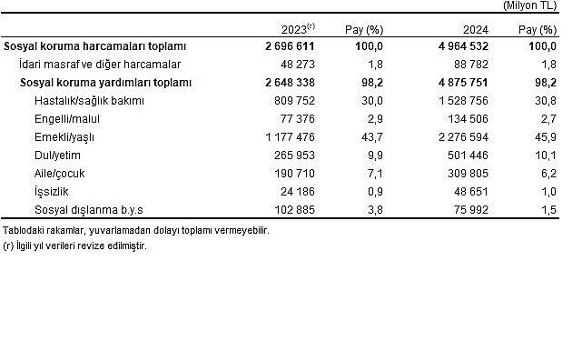 Sosyal Koruma İstatistikleri, 2024